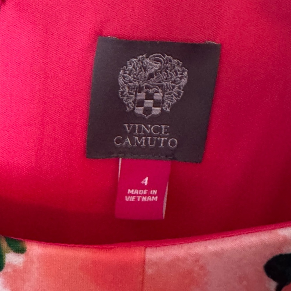 NWT Vince Camuto Pleated Sleeveless Floral Dress Blue & Pink Roses, Pockets, 4 - Picture 4 of 7